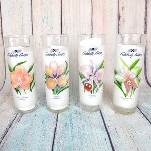 CELEBRITY CRUISES Vintage Orchid Flowers Tumblers Cocktail Glasses Set of 4